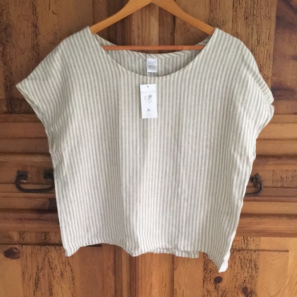 Found Path Goods Handmade Striped Linen Top Sz L - Picture 2 of 3